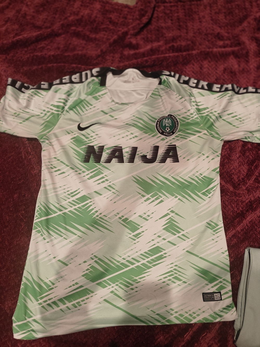 Nike Kids Green & White Naija Football Jersey